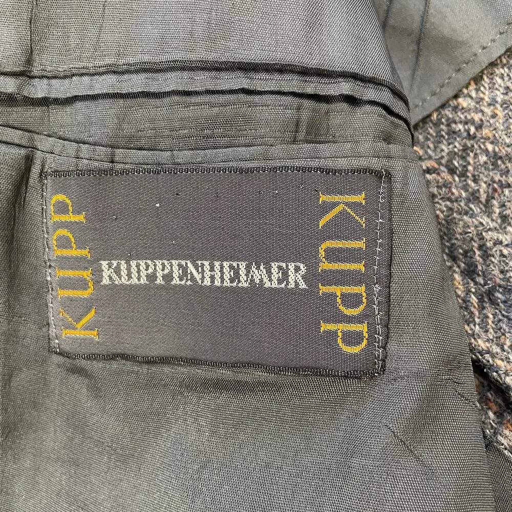 Harris Tweed Kuppenheimer Sport Coat 40R Gray 100% Wool USA Blazer Jacket